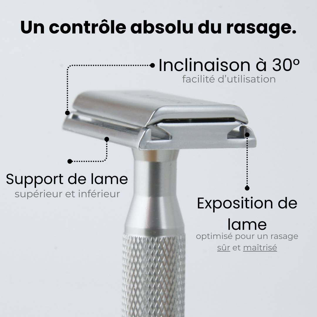 Tête du rasoir Lamier ALZ-PREMIUM – angle 30° – détail de la lame