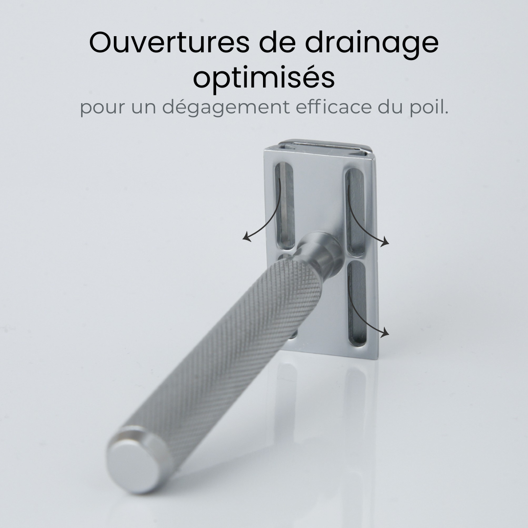 Manche du rasoir Lamier ALZ-PREMIUM en aluminium – détail prise en main