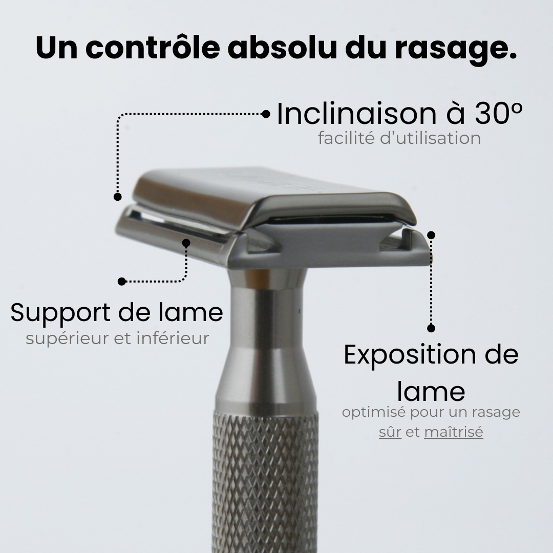 Tête du rasoir Lamier ALZ-PREMIUM – angle 30° – détail de la lame