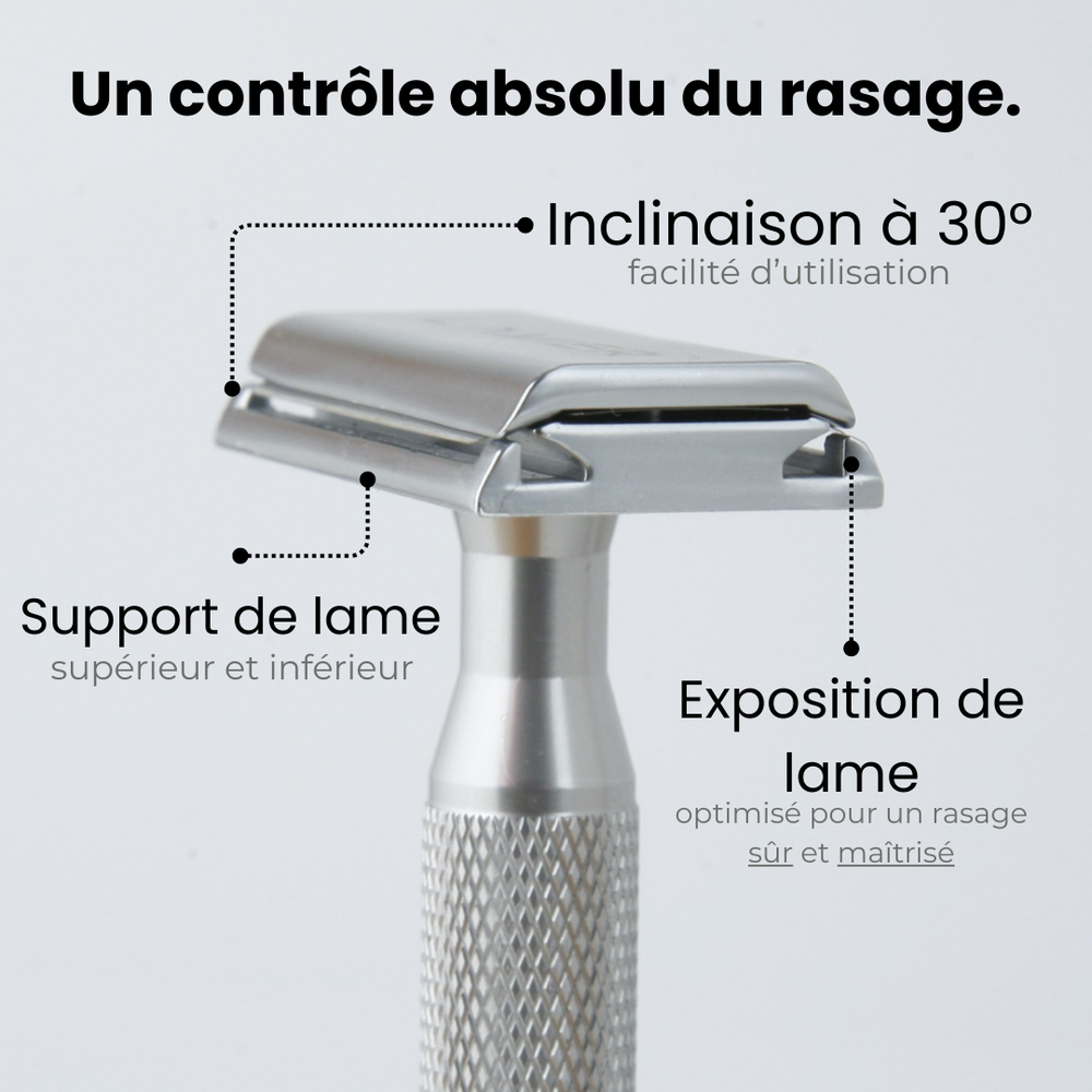 Le Lamier | Rasoir de sûreté métal, angle 30°, lames DE