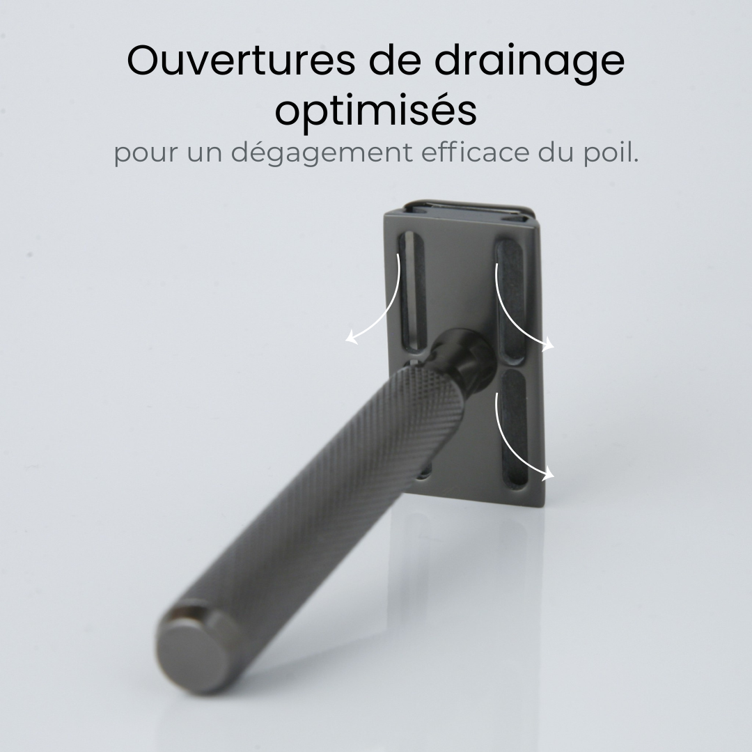 Manche du rasoir Lamier ALZ-PREMIUM en aluminium – détail prise en main